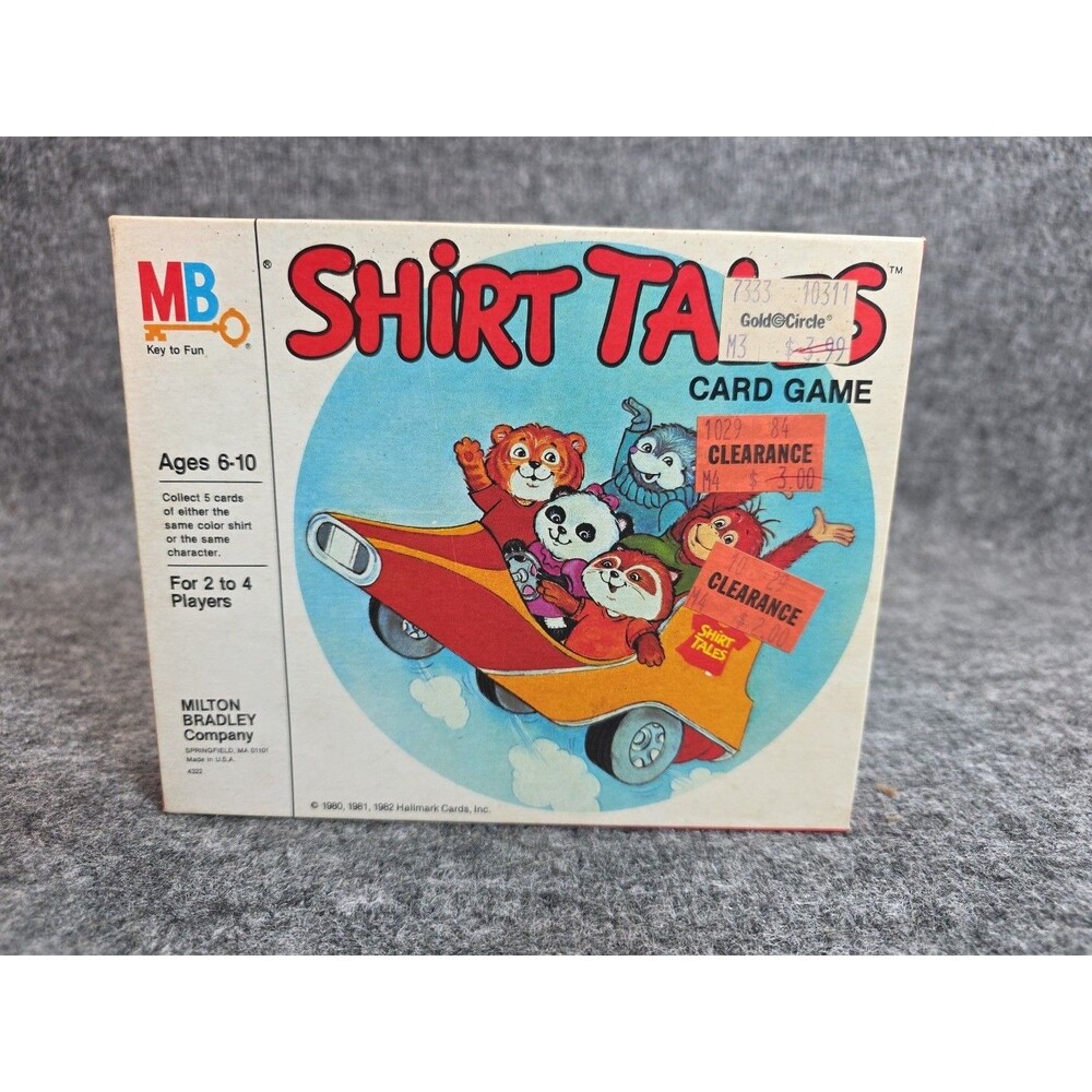 VTG SHIRT TALES Card Game 1980's Cartoon Milton Bradley Board Game 1982 Sealed